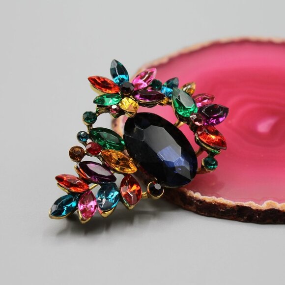 Jewelry - Jewelry pin pendant  brooch fashion large statement multi-color gold tone